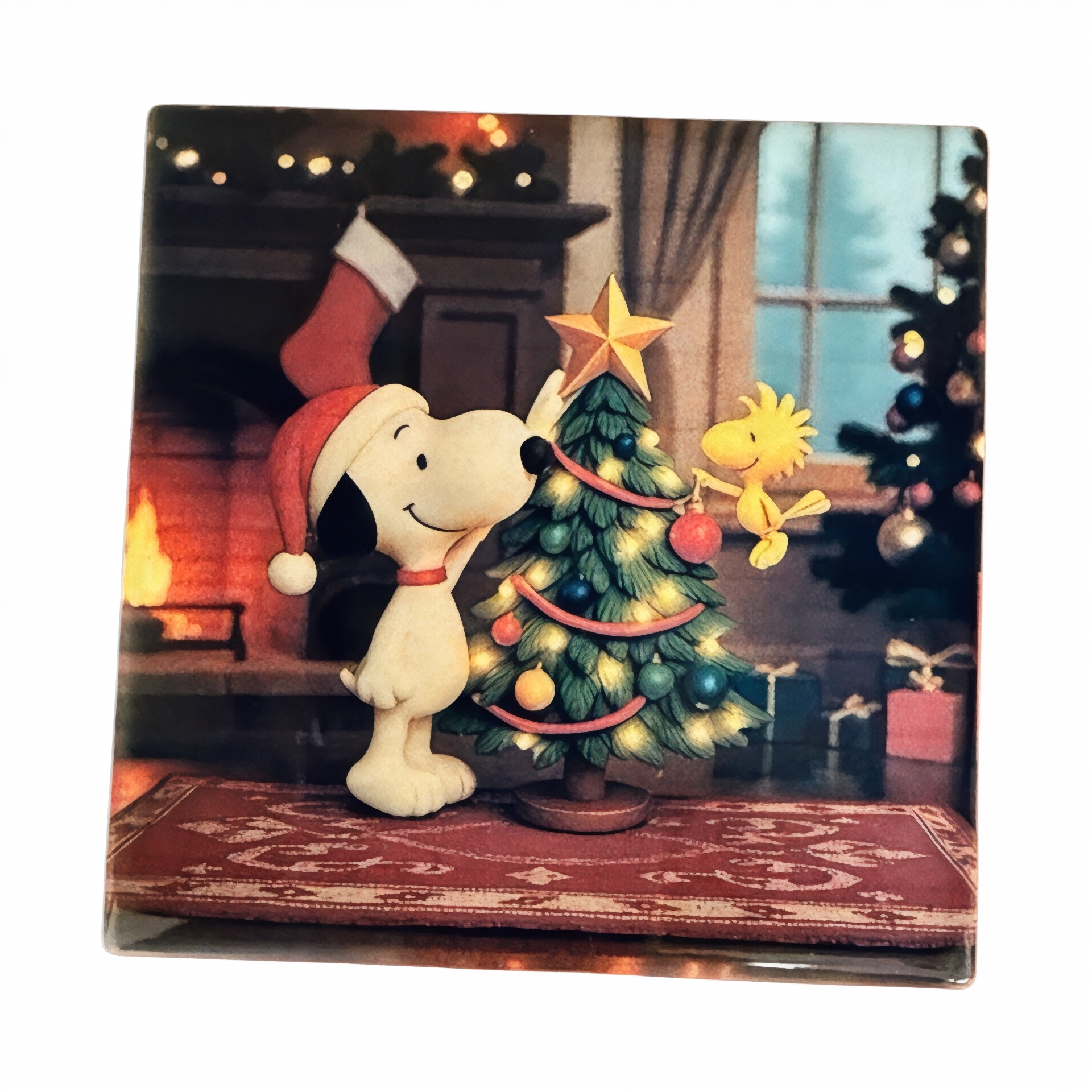 Snoopy & Woodstock Tree Ceramic Coaster