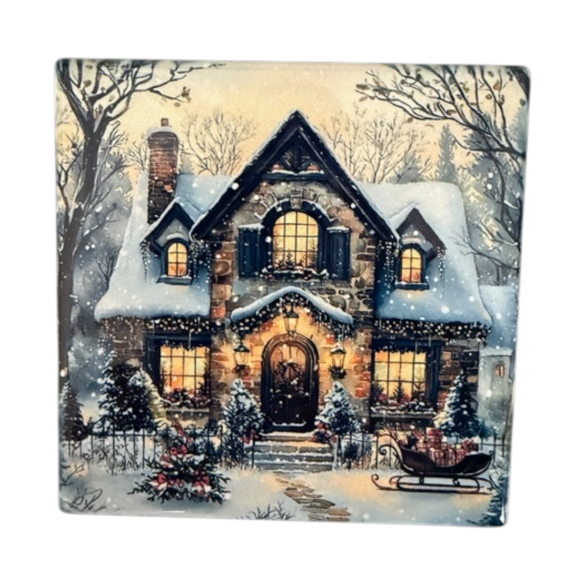 Cozy Christmas Ceramic Coaster
