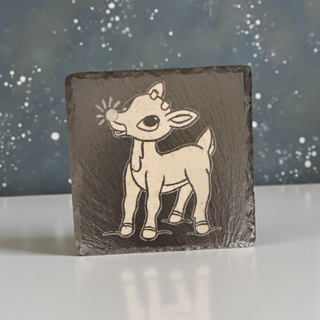 Rudolph Laser Engraved Slate Coaster