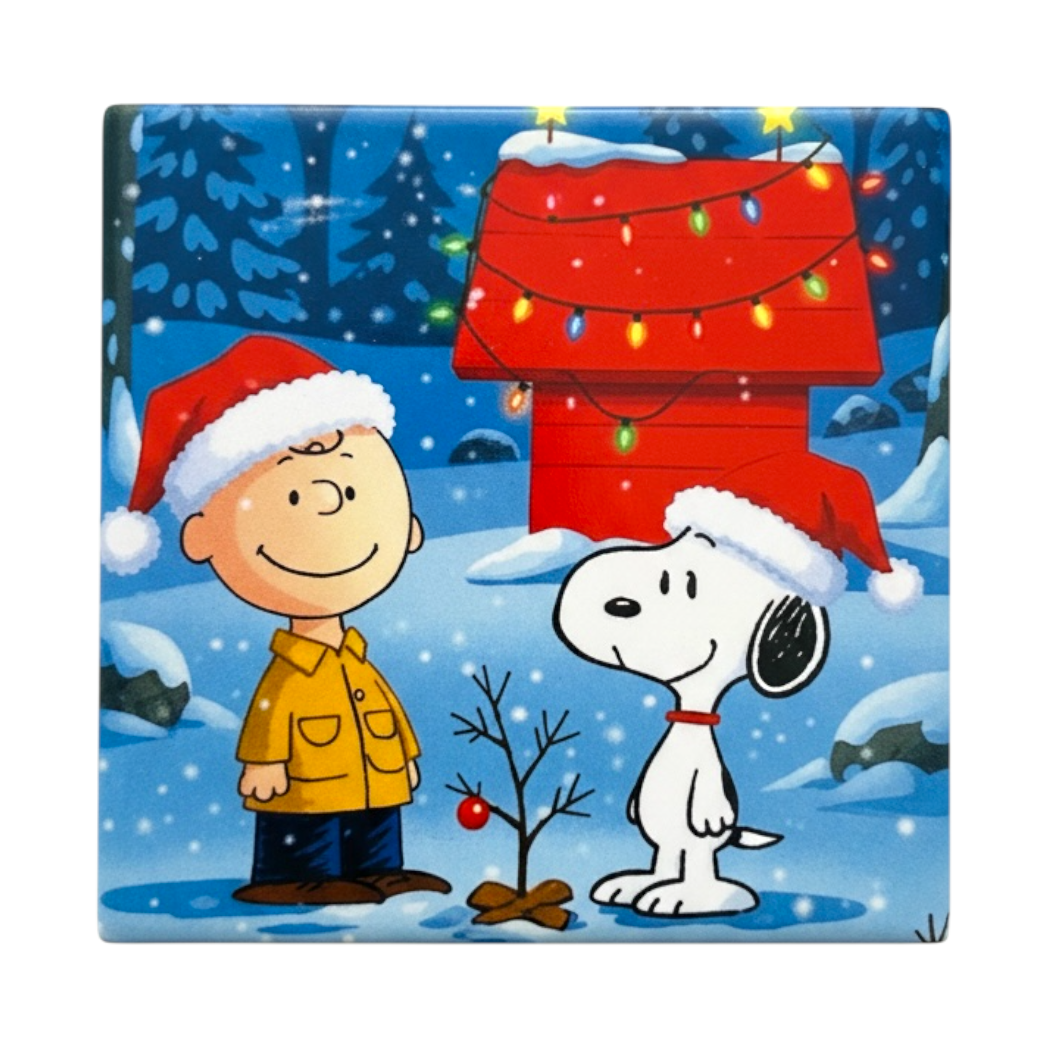 Charlie & Snoopy Christmas Ceramic Coaster
